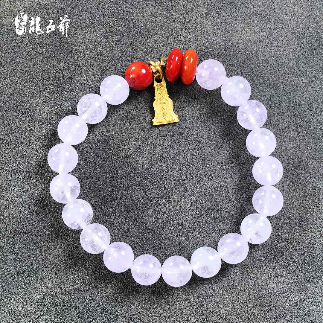 Wisdom and Enlightenment (Amethyst Flame Pattern Red Agate Bracelet)
