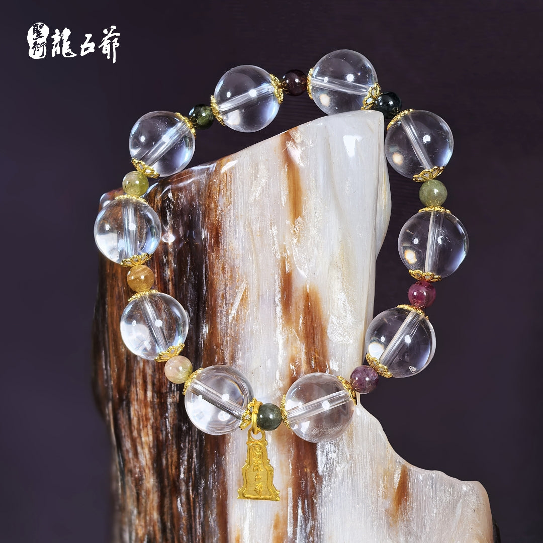 Perfect in every way (Clear white crystal bracelet with tourmaline)