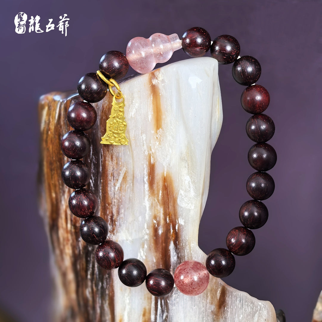 Fortune and Prosperity (Indian Rosewood with Strawberry Quartz)