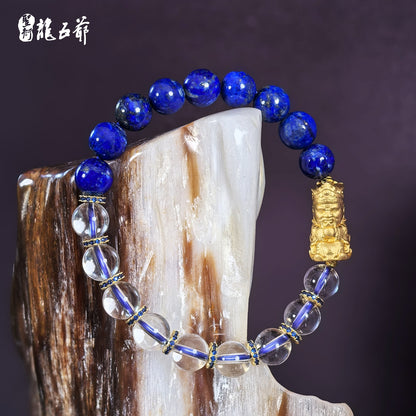 Stable Emotions & Wise Wisdom (Lapis Lazuli and White Crystal Bracelet)